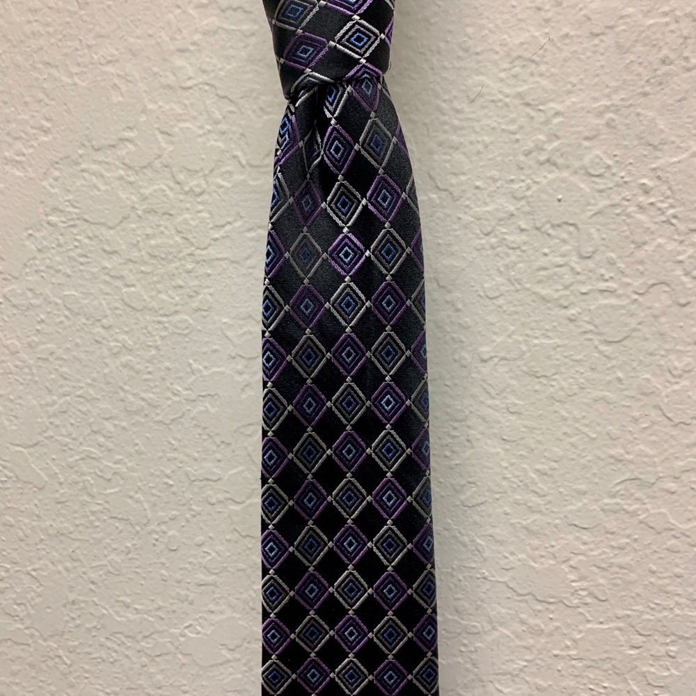 Pronto Uomo Couture tie 100% silk purple & black